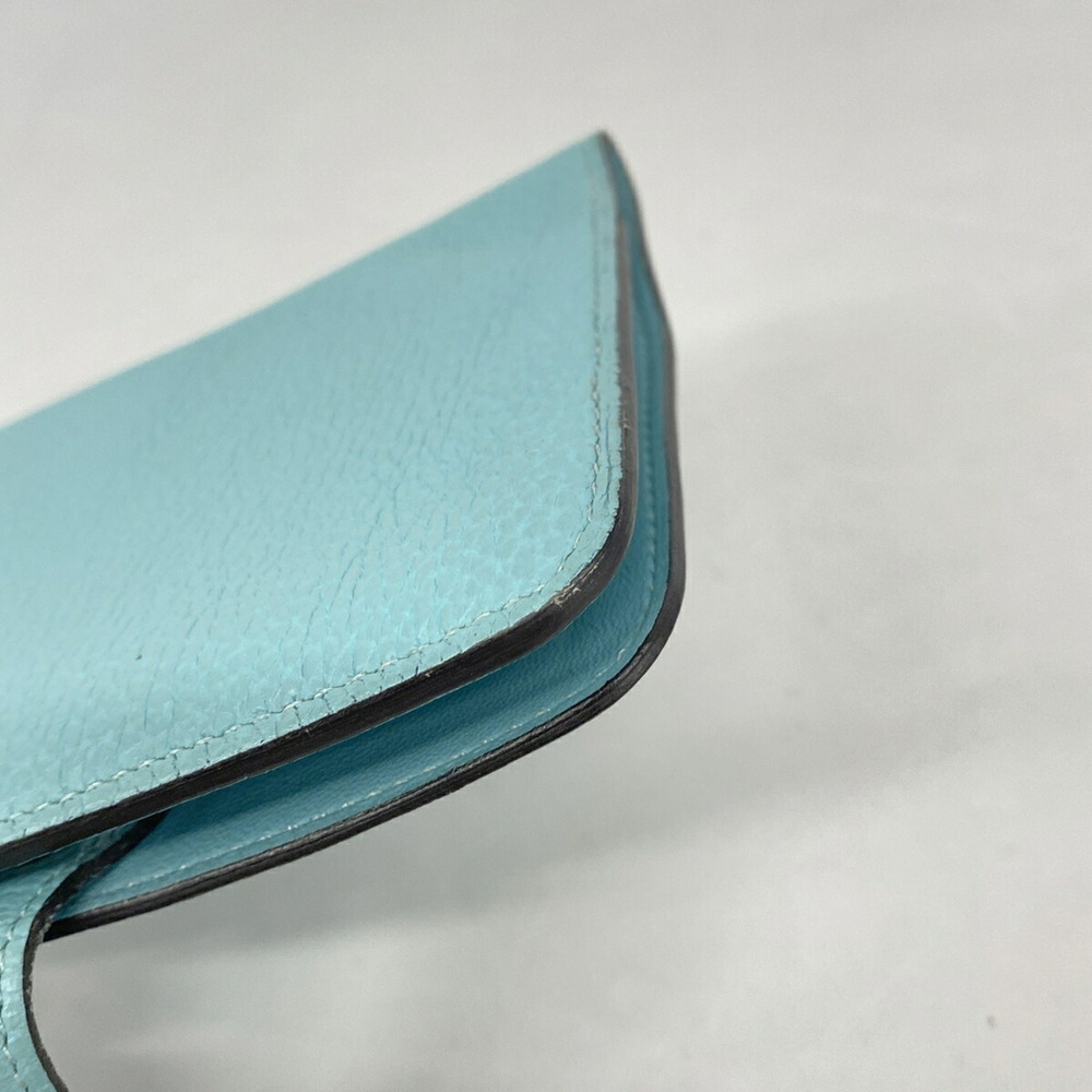 Hermes Dogon Compact Togo Leather Wallet/Coin Case, Blue Saint-Cyr, X Stamp, ... - Picture 6 of 8